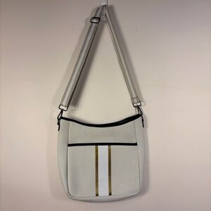 Parker & Hyde Cream Canvas Tote Bag Preppy Stripe Neoprene Interior